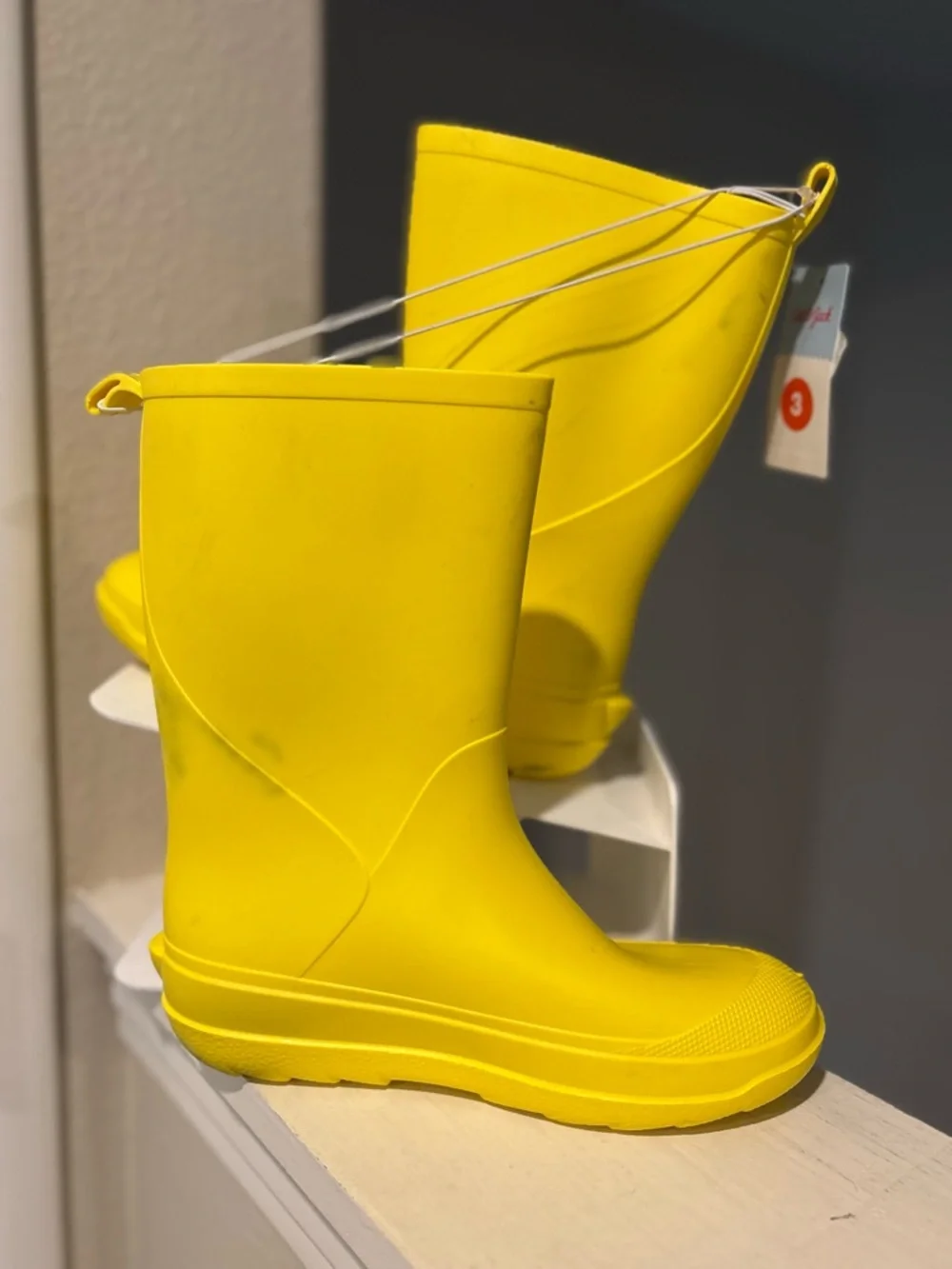 Cat and Jacks Andy Kids Yellow Rubber Rain Snow Mud Boots Youth Size 3